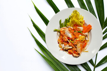 Wall Mural - Spicy papaya salad with seafood