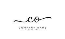 Handwriting Letter Co Logo Design On White Background.	