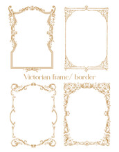 Premium Gold Vintage Baroque Frame Scroll Ornament Engraving Border Frame Floral Retro Pattern Antique Style Acanthus Foliage Swirl Decorative Design Element Filigree Calligraphy