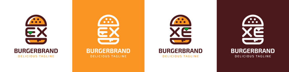 Letter EX and XE Burger Logo, suitable for any business related to burger with EX or XE initials.