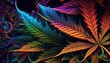 © Get Stock - Beautiful Designer 420 Cannabis Seasonal Background with Fractal patterns Bright color Modern Wallpaper Template with Vibrant Hues for Presentation, Ad, and All Applications (generative AI)