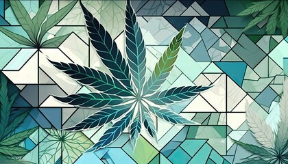  Beautiful Designer 420 Cannabis Seasonal Background with Mosaic patterns Light color Modern Wallpaper Template with Vibrant Hues for Presentation, Ad, and All Applications (generative AI)