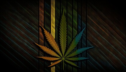 Wall Mural - Beautiful Designer 420 Cannabis Seasonal Background with Striped designs Dark color Modern Wallpaper Template with Vibrant Hues for Presentation, Ad, and All Applications (generative AI)