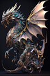 Cool, Epic, Artistic, Beautiful, and Unique Illustration of Dragon Animal Cinematic Adventure: Abstract 3D Background with Majestic Wildlife and Futuristic Design (generative AI)