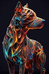 Wall Mural - Cool, Epic, Artistic, Beautiful, and Unique Illustration of Dog Animal Cinematic Adventure: Abstract 3D Background with Majestic Wildlife and Futuristic Design (generative AI)