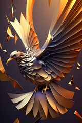 Wall Mural - Cool, Epic, Artistic, Beautiful, and Unique Illustration of Dove Animal Cinematic Adventure: Abstract 3D Background with Majestic Wildlife and Futuristic Design (generative AI)