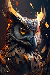 Wall Mural - Cool, Epic, Artistic, Beautiful, and Unique Illustration of Owl Animal Cinematic Adventure: Abstract Background with Majestic Wildlife and Futuristic Design (generative AI)