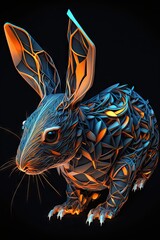 Wall Mural - Cool, Epic, Artistic, Beautiful, and Unique Illustration of Rabbit Animal Cinematic Adventure: Abstract 3D Background with Majestic Wildlife and Futuristic Design (generative AI)