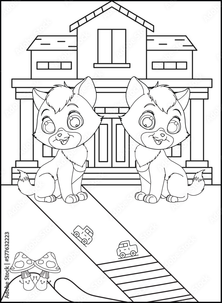 Cute cat outline coloring page for kids line drawing animal coloring ...