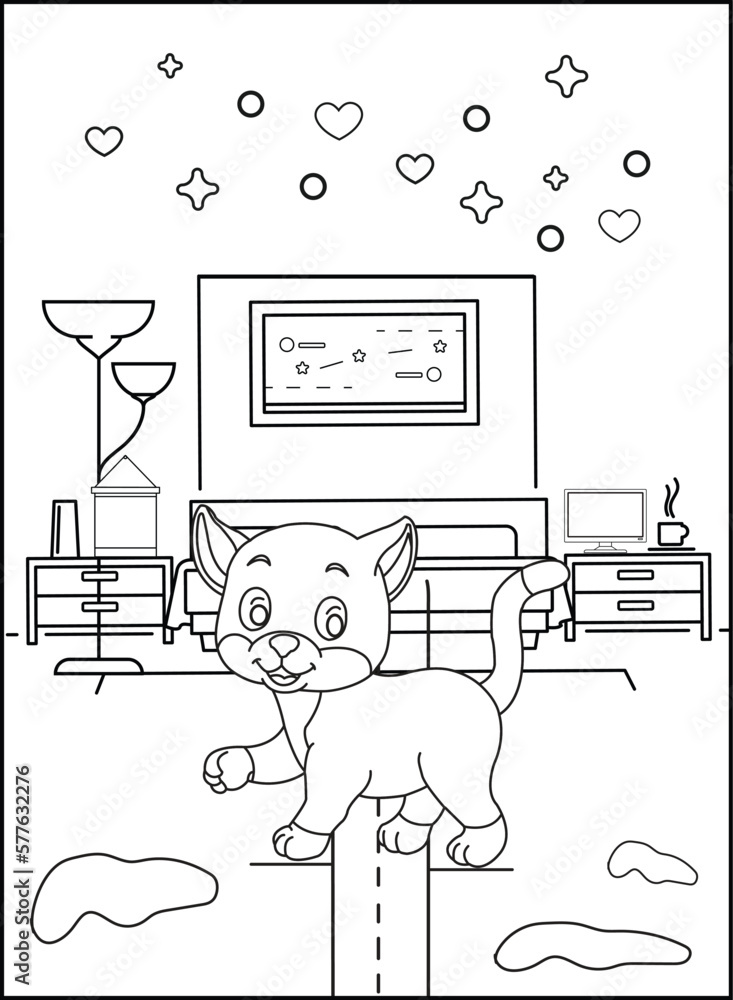 Cute cat outline coloring page for kids line drawing animal coloring ...