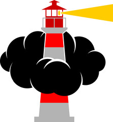 Poster - Cloud with simple lighthouse inside