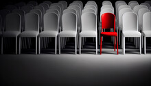 Row Of Chairs With One Odd One Out. Business Leadership. Recruitment Concept. Generative Ai