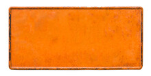 Old Orange Vehicle License Plate With Copy Space