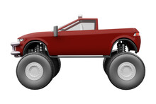 3D Red Monster Car Isolated On Transparent Background 