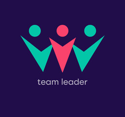 Team and leading people logo. Unique design color transitions. Team logo template advancing to the top. vector.