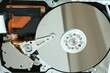 Hard disk. Hard Disk Open.Head moves on the surface of a PC memory disc. 