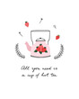 Kettle hand drawn clipart. Teapot vector illustration. Tea time cute greeting card