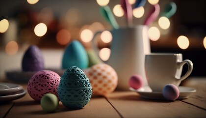 Wall Mural - Springtime Easter decorations on a table