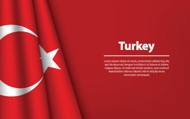 Wall Mural - Wave flag of Turkey with copyspace background.