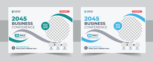 business webinar invitation design, webinar and business conference social media banner template, on
