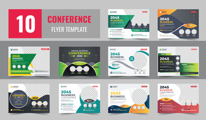 Wall Mural - Corporate horizontal business conference flyer template design bundle, Conference flyer and invitation banner template design, Annual corporate business workshop, meeting & training promotion poster
