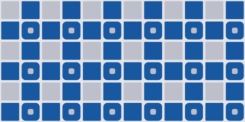 Leinwandbilder - Gray tiles with blue inserts. Vector seamless pattern, for print and surface design.