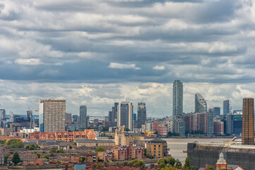 Sticker - Greenwich Park and National Maritime Museum, Gardens, University of Greenwich, Old Royal Naval College, River Thames, Canary Wharf. London Cityscape. England, United Kingdom