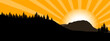 © Corri Seizinger - Silhouette of mountains forest tress view landscape panorama background, sunrise sunset sunbeams, illustration icon vector for logo hiking adventure nature wildlife