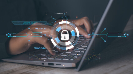 cyber security and network protection with cybersecurity expert working.