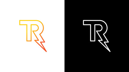 Wall Mural - bolt Letter tr logo and lightning thunder monogram icon Design template
