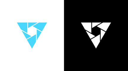 Wall Mural - Triangle logo with camera aperture monogram icon Design template