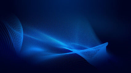 Wall Mural - Abstract dot blue wave gradient texture technology background.