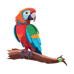 Cute parrot cartoon flat vector illustration with isolated background