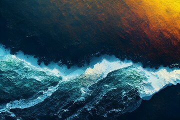 ocean cliff landscape drone view generative ai