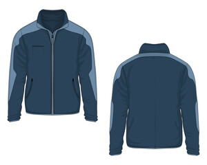 Wall Mural - Blue men's warm jacket mockup front and back view
