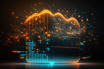 Futuristic Big data visualization background, Visual information complexity concept. Generative Ai