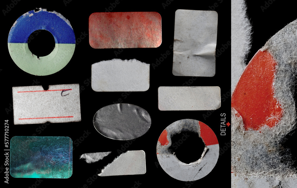 Bad Ripped Sticker collection of blank old sticker, label, price tag template for mockup ...