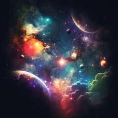 Wall Mural - colorful planets and stars
