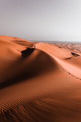 Wall Mural - Man on top of a huge red sand dune