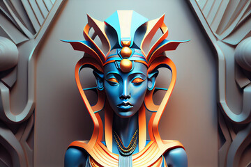 Wall Mural - Beautiful abstract Egyptian God Isis background. Generative AI technology.
