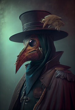 Beautiful abstract plague doctor background. Generative AI technology.