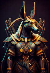 Wall Mural - Beautiful abstract Egyptian God Anubis background. Generative AI technology.