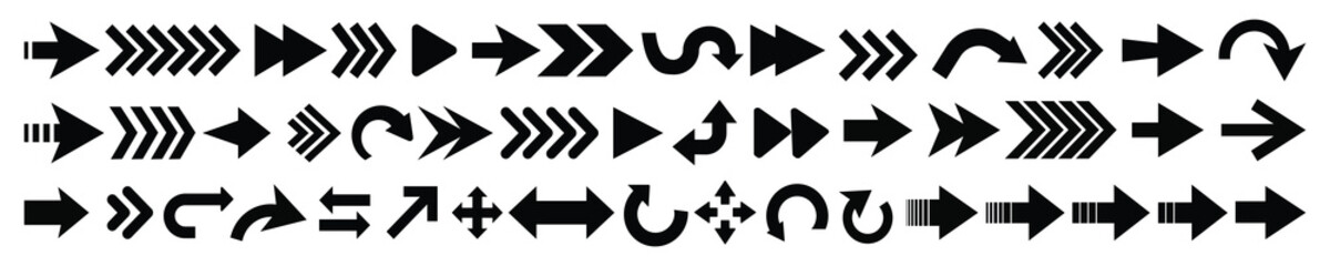 Wall Mural - set of vector arrows icon. black arrow icon. collection different arrows sign. arrow, direction and 