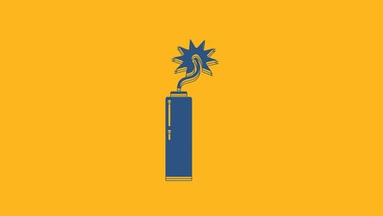 Wall Mural - Blue Detonate dynamite bomb stick clock icon isolated on orange background. Time bomb - explosion danger concept. 4K Video motion graphic animation