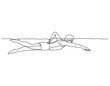 Continuous line young male swimming vector.