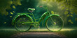 Radfahren, grünes Fahrrad mit Pflanzen, generative AI	
