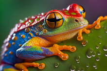 Close Up Photo Of A Tropicalpunk Treefrog Generative