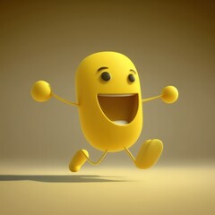 Wall Mural - Running 3D smiley emoticon . generative AI