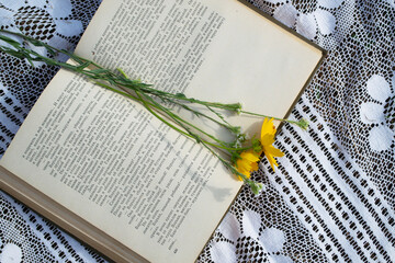 open book with flowers