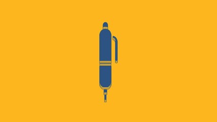 Canvas Print - Blue Pen icon isolated on orange background. 4K Video motion graphic animation